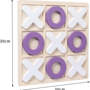 Wooden Tic-Tac-Toe Board Game Classic XO Strategy Game for Kids, Toddlers, Preschoolers & Adults Educational, Durable & Portable 30cm Wooden Board Ideal Birthday Gift, Party Favour & Family Game (Random Color)