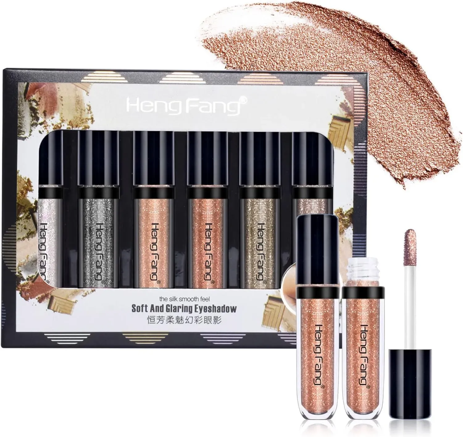 HENG FANG 6 Pcs Liquid Diamond Glitter Eyeshadows Set Waterproof, Long-Lasting, Vibrant Colors with Lightweight Texture for Bold & Sparkling Eye Makeup - Image 2