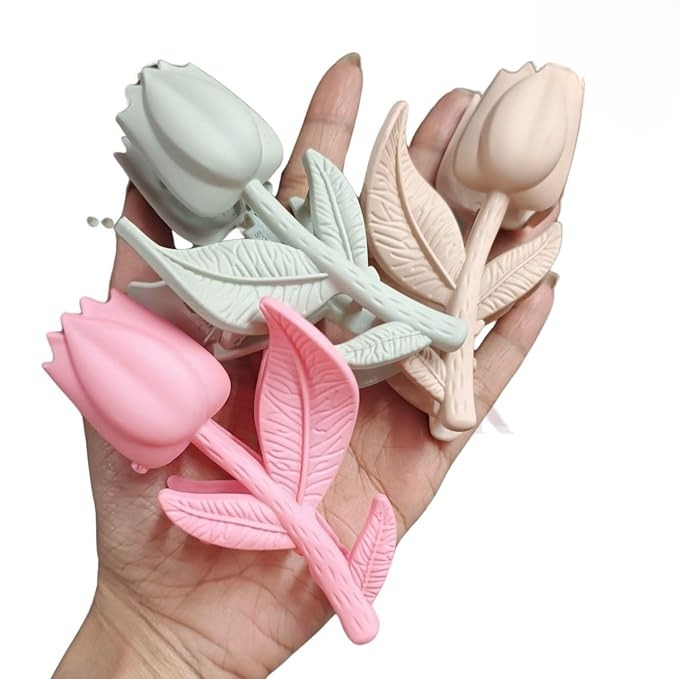 Rose Flower Hair Clips Stylish Matte Finish Rose-Shaped Claw Clips for Women & Girls (Assorted Colors, Set of 6) - Image 5