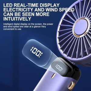 LED Digital Display Rechargeable Fan with USB Cable Portable Mini Cooling Fan with Adjustable Speed, Battery Indicator & Easy Charging (random color)
