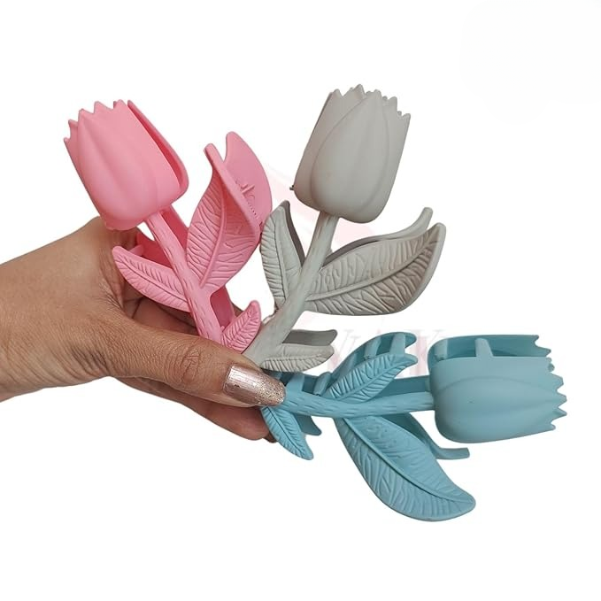 Rose Flower Hair Clips Stylish Matte Finish Rose-Shaped Claw Clips for Women & Girls (Assorted Colors, Set of 6) - Image 4