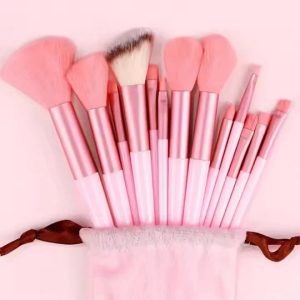 13 Pieces Soft Fluffy Makeup Brush Set - Cosmetics Brush Set - Makeup Brush Kit - Blush and Powder Brushes - Makeup Brushes for Foundation - Pink Color - Without Box