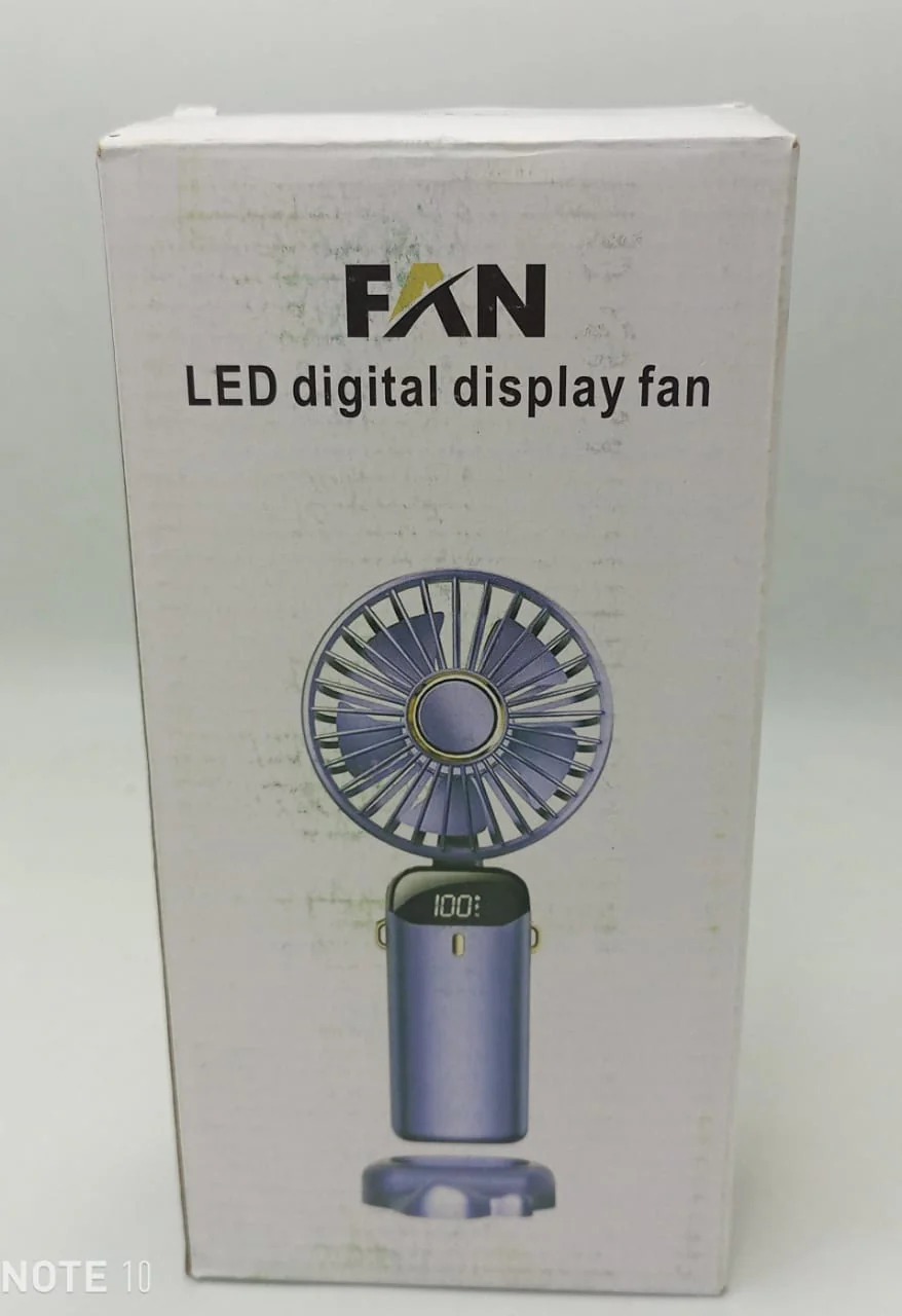 LED Digital Display Rechargeable Fan with USB Cable Portable Mini Cooling Fan with Adjustable Speed, Battery Indicator & Easy Charging (random color) - Image 2