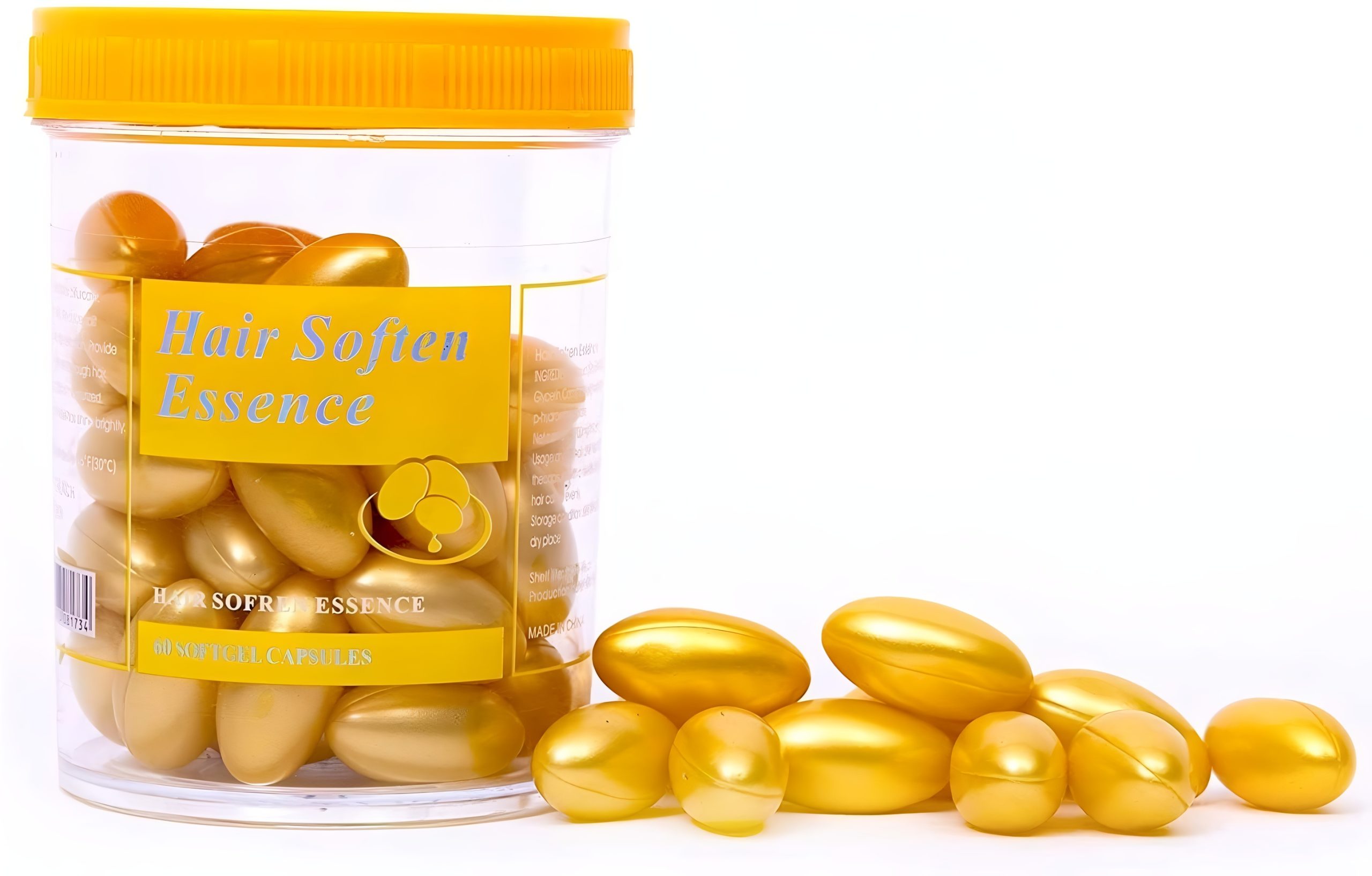 Hair Soften Essence Capsules 60 Softgel Capsules for Nourishing, Hydrating & Softening Dry, Damaged & Frizzy Hair Oil-Based Formula for Shine