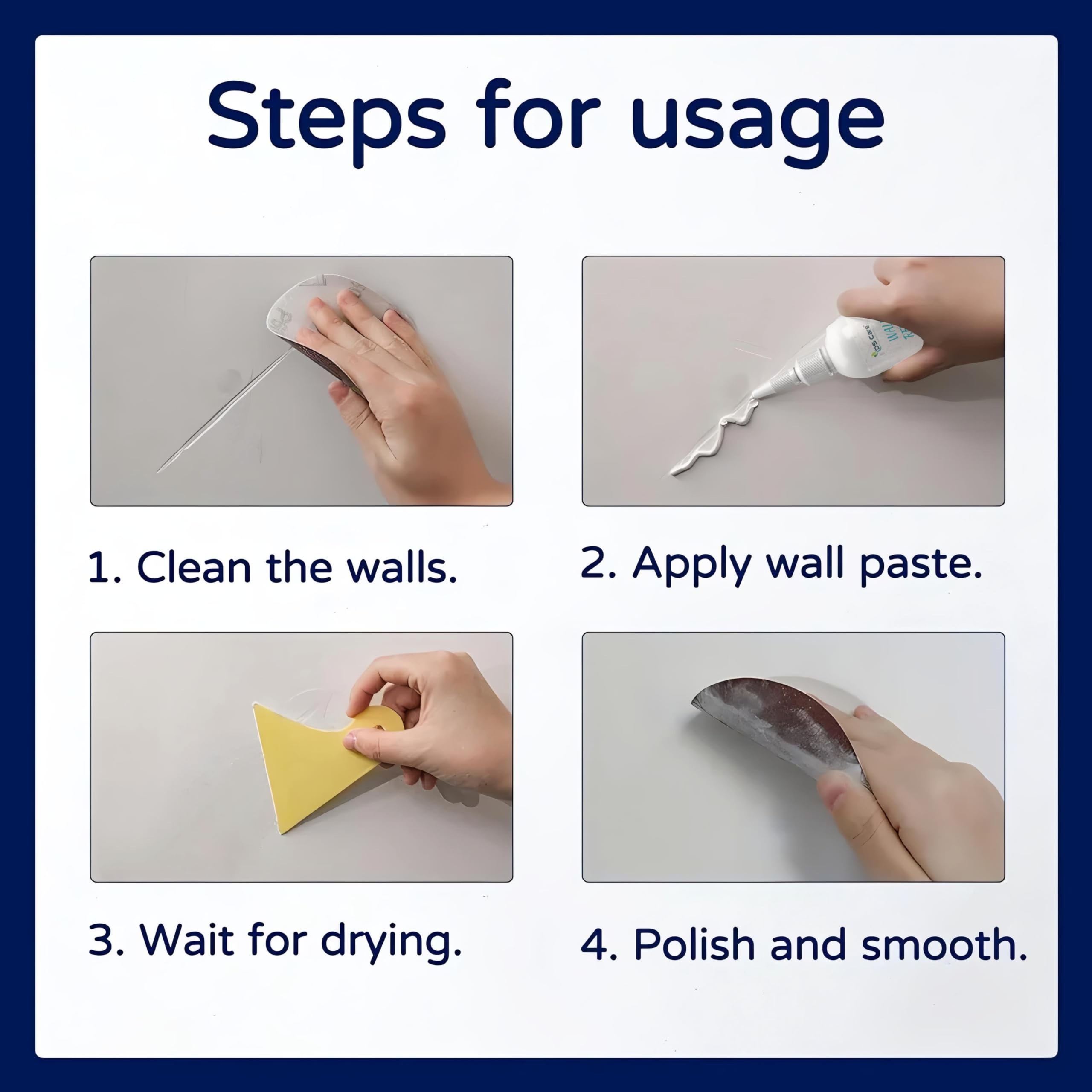 Wall Repair Paste 200gm White Waterproof Crack Filler With Scraper, Wall Putty & Hole Mending Agent for Damaged Walls and Joints - Image 3