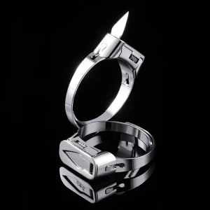 Stainless Steel Self-Defense Ring with Hidden Blade  Adjustable Mini Knife Ring for Personal Safety  Wearable Concealed Protection Tool for Men & Women