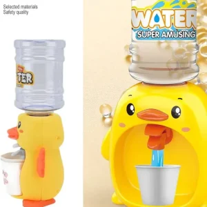 Mini Duck Water Dispenser Toy Drinking Fountain  Cute Yellow Duck Design with Realistic Water Flow, Eco-Friendly ABS Material, Battery Operated Kids Pretend Play Toy Gift with Cups for Boys and Girls, Age 3+