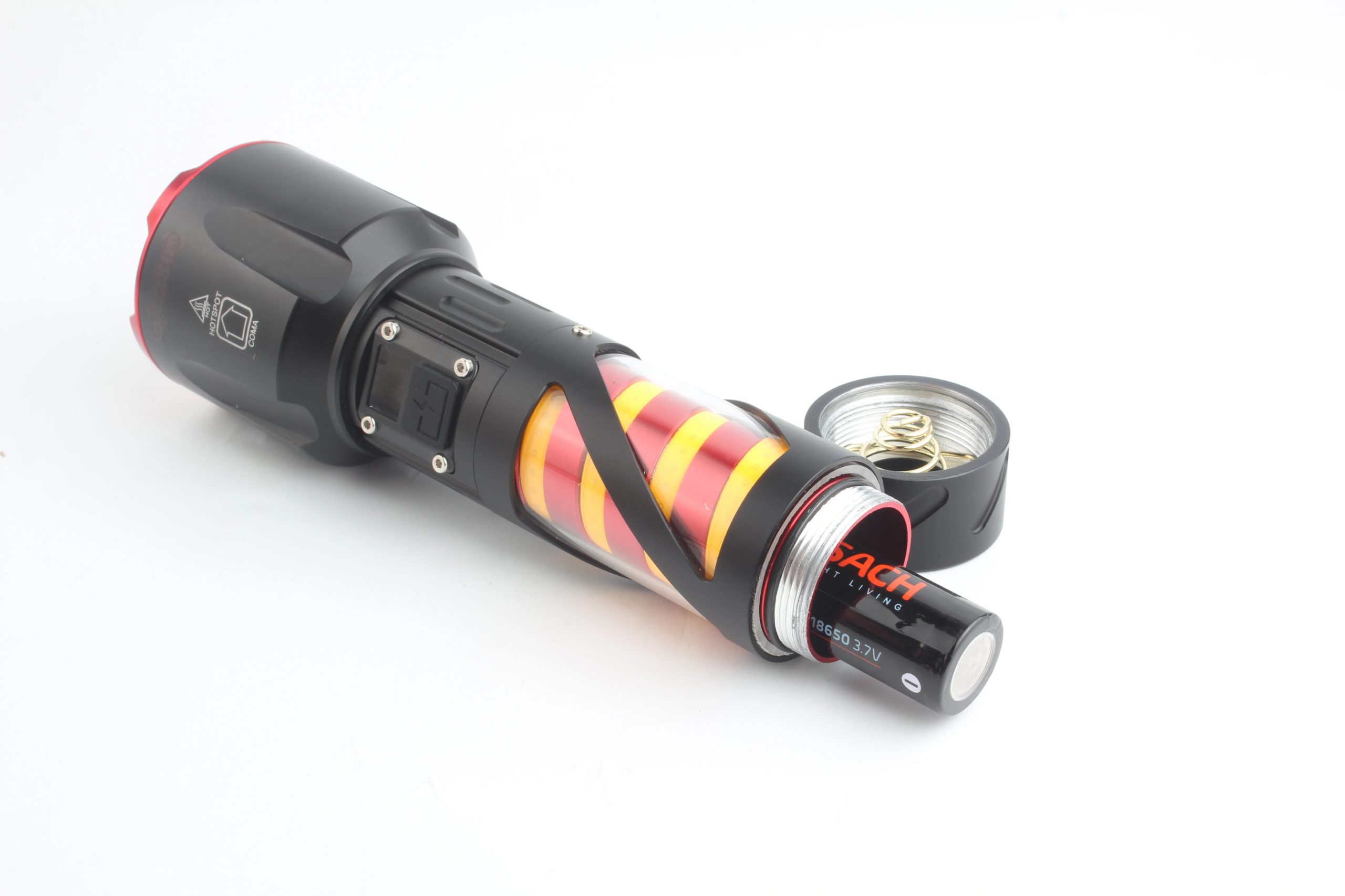 Long Range LED Rechargeable Flashlight 26650 Battery, Power Bank Function, Battery Level Display, Zoom - Image 2