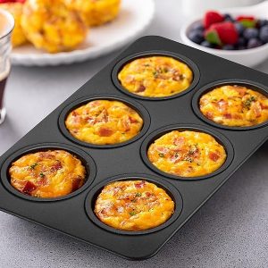 6-Cup Muffin Pan  Non-Stick Carbon Steel Cupcake Baking Tray