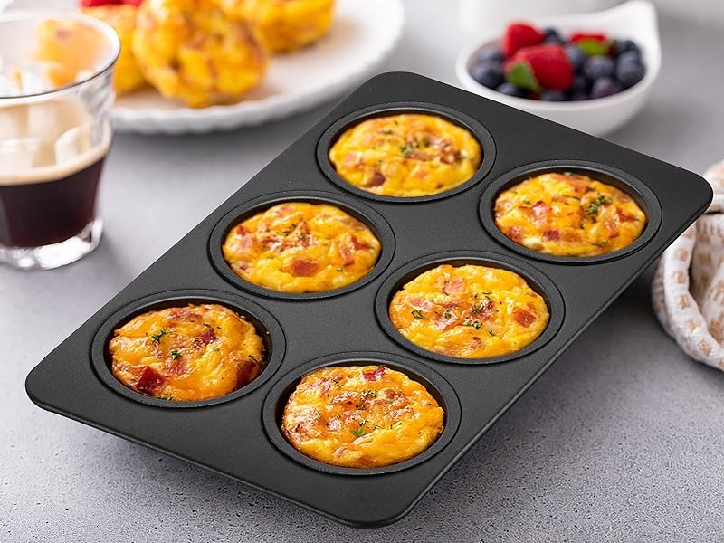 6-Cup Muffin Pan Non-Stick Carbon Steel Cupcake Baking Tray