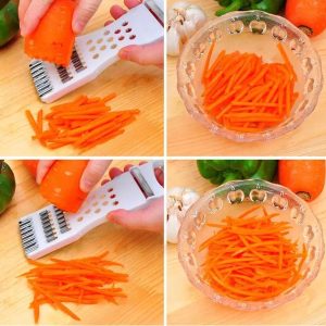5-in-1 Multi Vegetable Cutter & Peeler Multipurpose Julienne Slicer, Grater, Metal Scraper, and Fruit & Vegetable Kitchen Tool