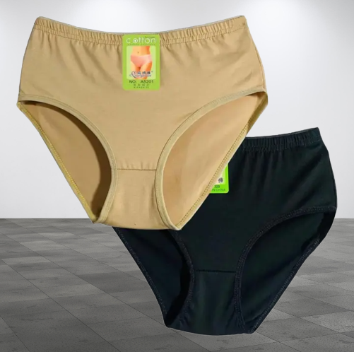 Pack of 2 Cotton Panties Comfortable & Lightweight Plain Design (S, M, L )(Random color) - Image 3