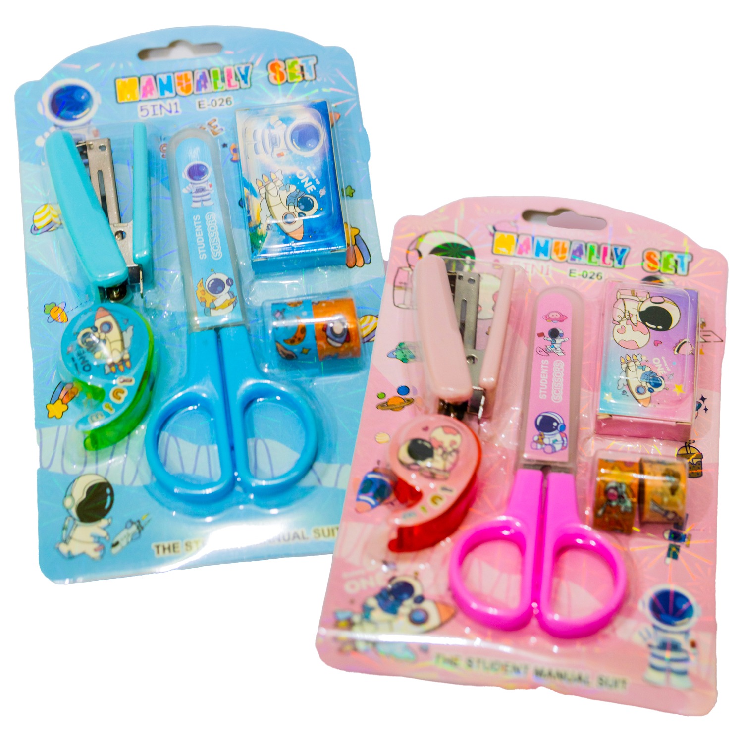 Space-Themed Stationery Set for Students and Office Use 6-Piece Desk Organizer Kit with Stapler, Staple Pins, Scissors, Mini Washi Tapes, and Tape Dispenser Creative Back-to-School and Gift Set (Random Color) - Image 3