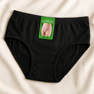 2 Pcs Womens Cotton Plain Panties  Soft & Comfortable Underwear (Skin, Black | S/M/L)