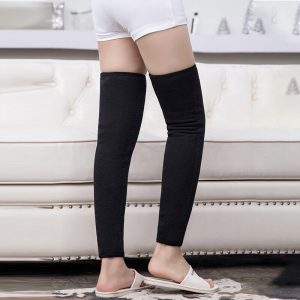 Unisex Wool Knee Length Leg Warmers  Plain Black, Comfortable & Stylish Winter Wear, Easy to Wear - Without Belt (1 Pair)