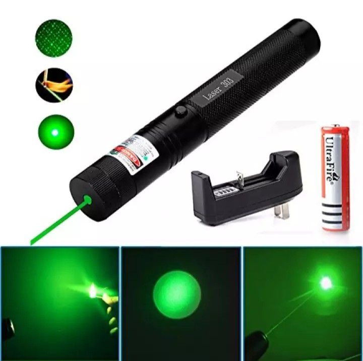 Special Edition High-Power 303 Green Laser Pointer with Adjustable Focus, 8 Designs & Shapes, 5km Range Rechargeable Battery, Charger & Safety Lock - Image 3
