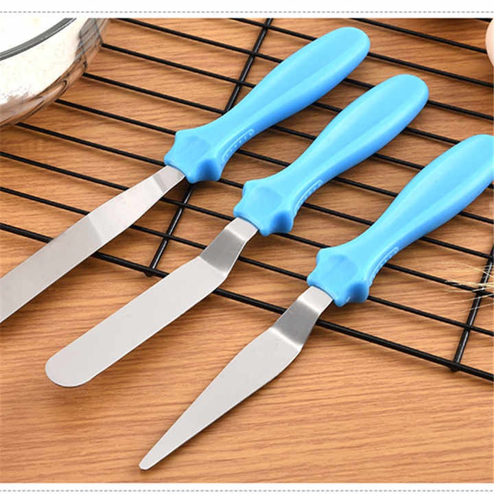3-Piece Cake Decorating Knife Set Stainless Steel Spatula & Cream Spreader Tools (Multi-Color) - Image 2