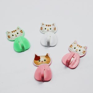 12 Pcs Cat Kitty Wall Hooks Metallic Wall Hooks for Keys, Kitchen, Bathroom, and Home Organization (Random Colors)