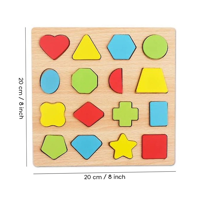 Colorful Geometric Shapes Wooden Cognitive Board Puzzle Educational Learning Toy for Kids (13 Years, Safe & Durable) - Image 2