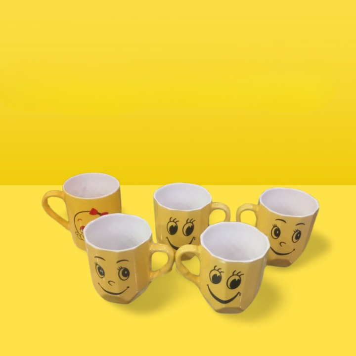 Smart and Cute Emoji Ceramic Smiley Cup with Spoon Stylish Tea and Coffee Mug, Perfect Gift for Birthday, Celebration, and Decoration (Random Designs) - Image 4
