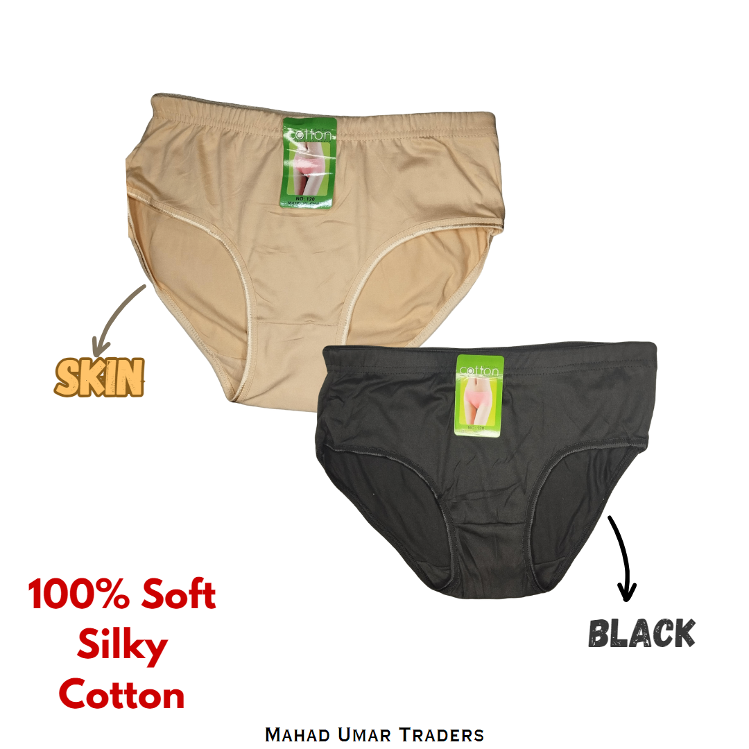 Cotton Plain Panty for Women Soft & Comfortable Underwear (Skin, Black, S/M/L) - Image 3