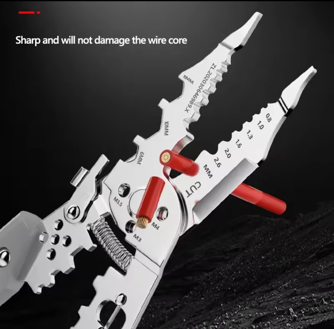 Multi-Function Wire Stripper and Cutter 10-in-1 Electrical Tool with Wire Cutting, Stripping, Crimping & Screw Functions - Image 2