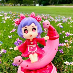Rotating Moon Doll Toy With LED Lights & Music Adorable Crescent Moon Design, Universal Rotation, Safe for Kids 3+, Pink & Purple Gift for Fun and Sensory Play (Random Color)
