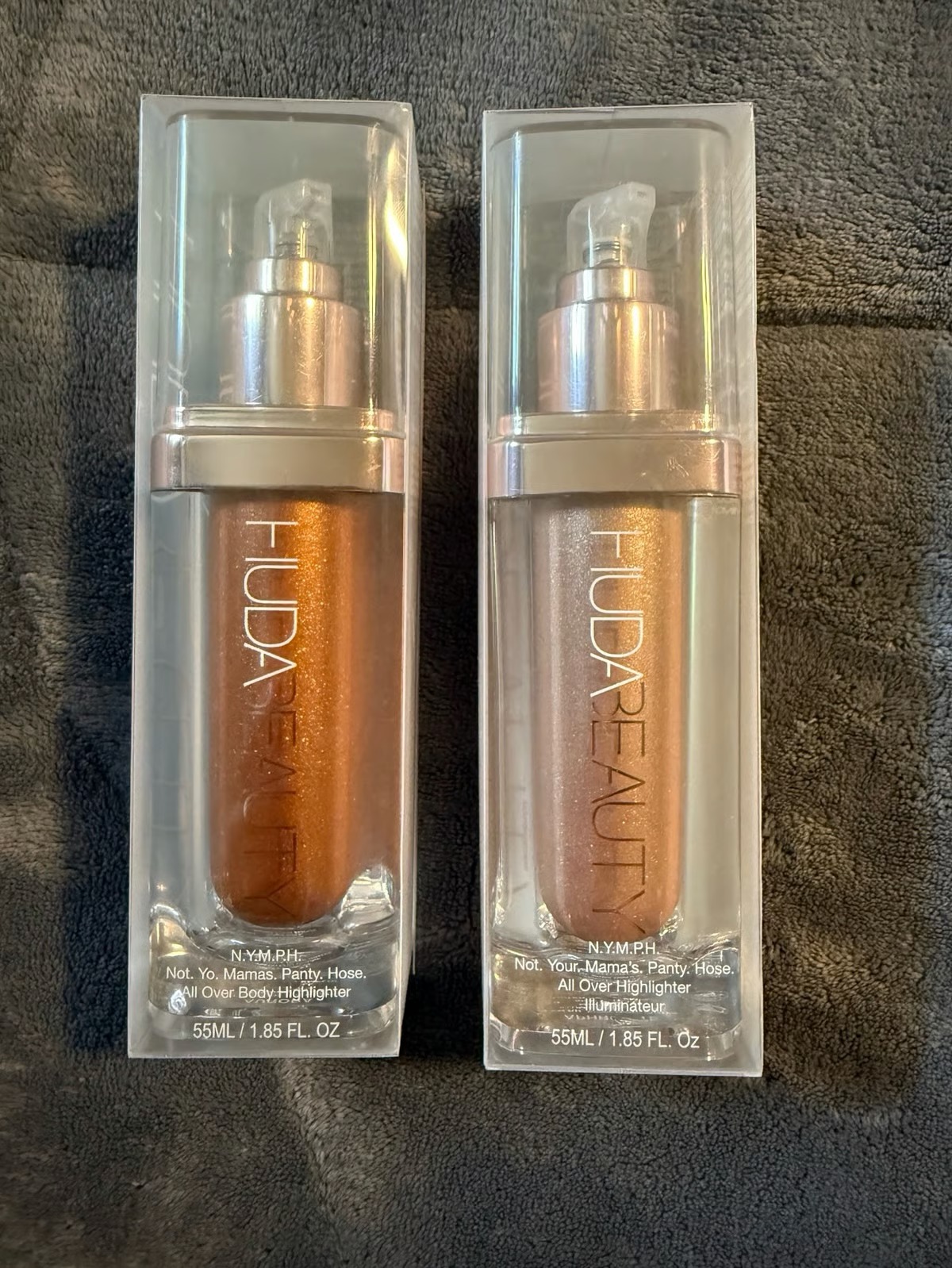 Huda Beauty N.Y.M.P.H. All Over Body Highlighter Liquid Illuminator for Face, Body & Legs Water-Based, Long-Lasting Glow 35 ml - Image 5