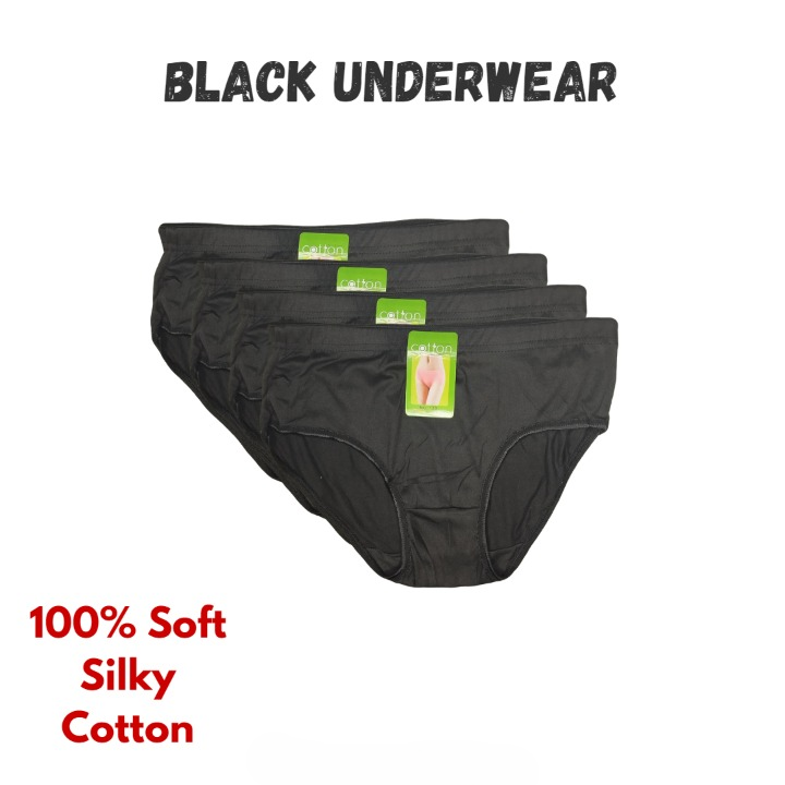 2 Pcs Womens Cotton Plain Panties Soft & Comfortable Underwear (Skin, Black | S/M/L) - Image 4