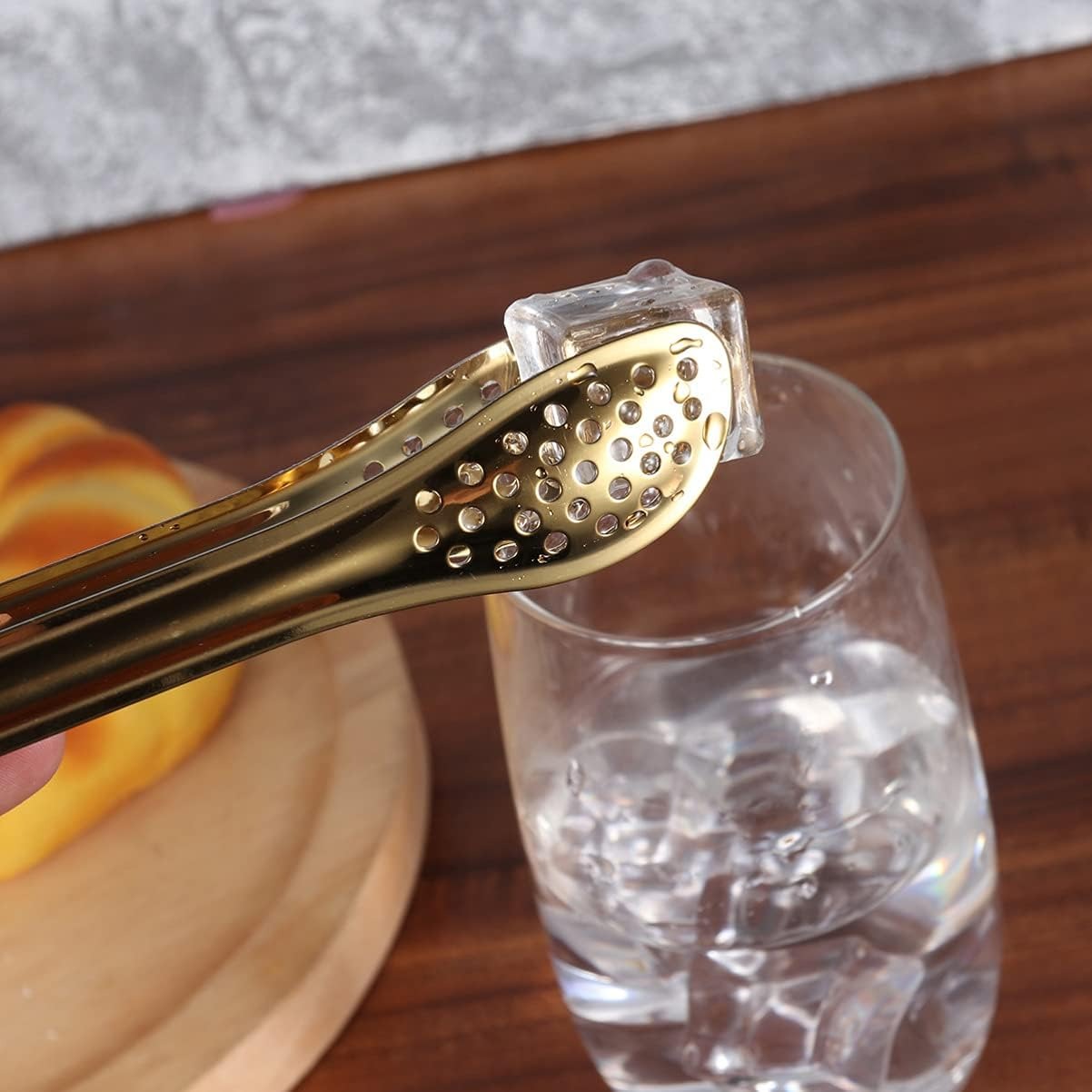 Mini Stainless Steel Food Serving Tong 6 Inch Strainer Tong with 28-Hole Flat Head for Salad, Ice Cubes, Pastries, Frying & Tea - Image 3