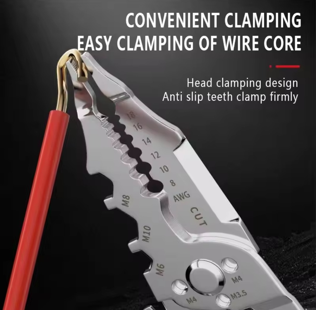 Multi-Function Wire Stripper and Cutter 10-in-1 Electrical Tool with Wire Cutting, Stripping, Crimping & Screw Functions