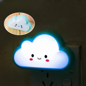 Smiley Cloud Plug-In LED Night Light Soft Warm Glow Baby Lamp, Kids Night Light for Bedroom & Nursery (Random Color)