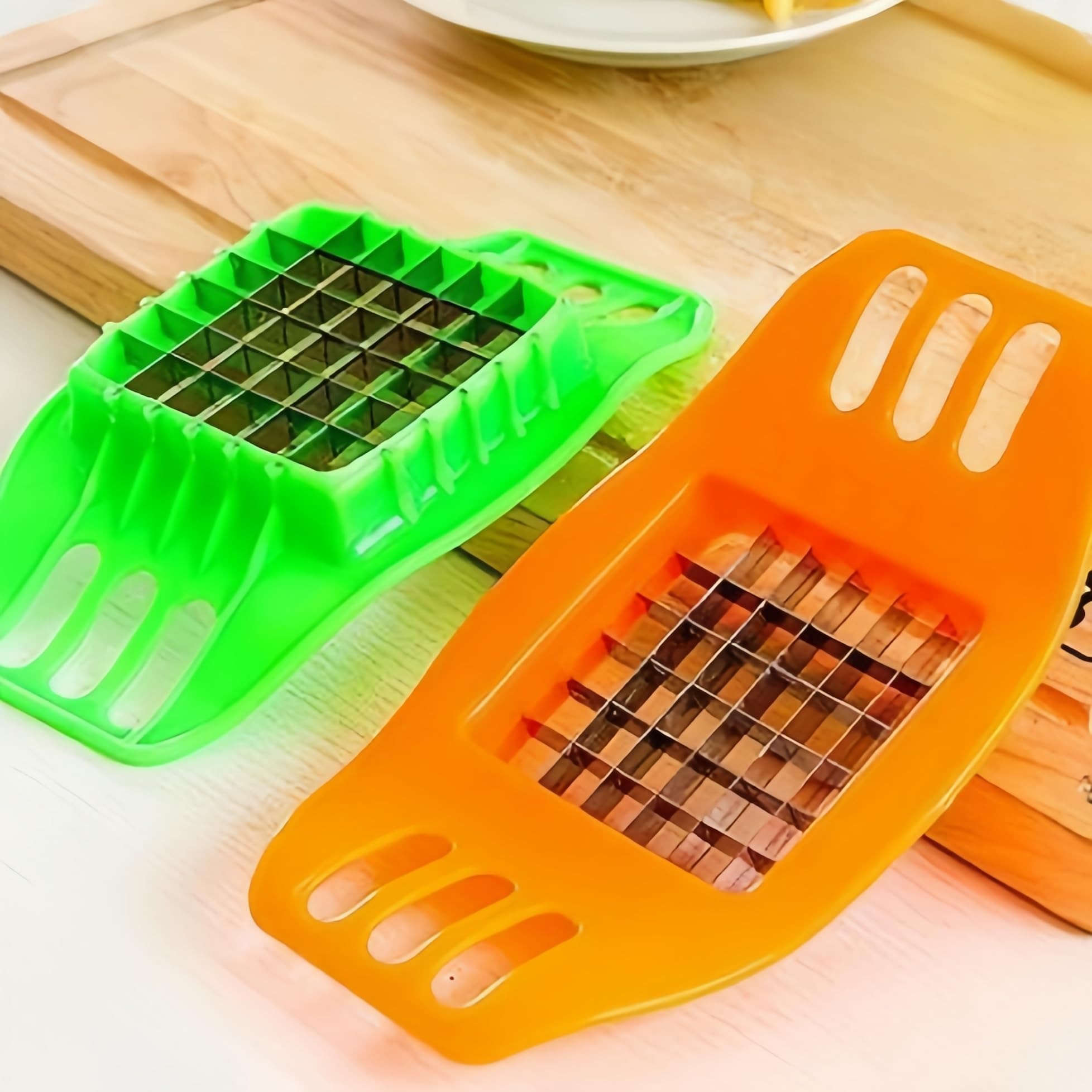 Multifunctional Potato Cutter and French Fry Maker Stainless Steel Vegetable and Fruit Slicer, Chopper, Dicer, Kitchen Tool for Cutting Fries, Chips, and Healthy Snacks Durable ABS Handle with 36-Blade Grid (Random Color) - Image 3