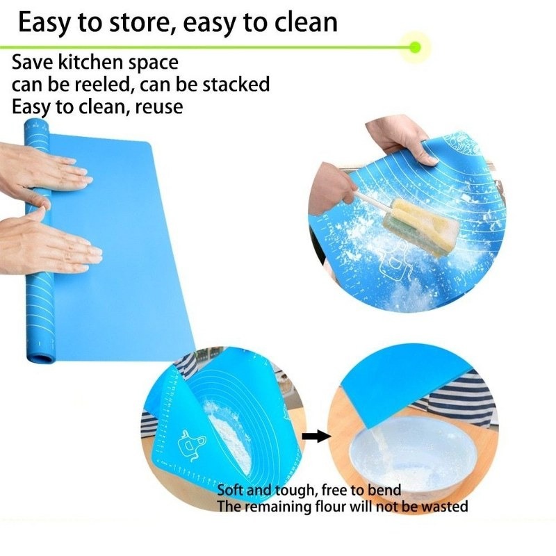 Silicone Pastry Mat 14 Inch Round Non-Stick Baking Mat with Measurements Food-Grade, Heat-Resistant, Reusable Rolling Surface for Dough, Pizza, Pie, and Fondant (Random Color) - Image 5