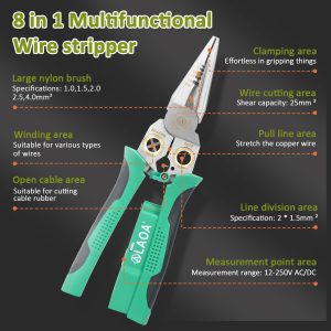 8-in-1 Wire Stripper & Voltage Tester Multi-Purpose Electrical Tool for Professionals