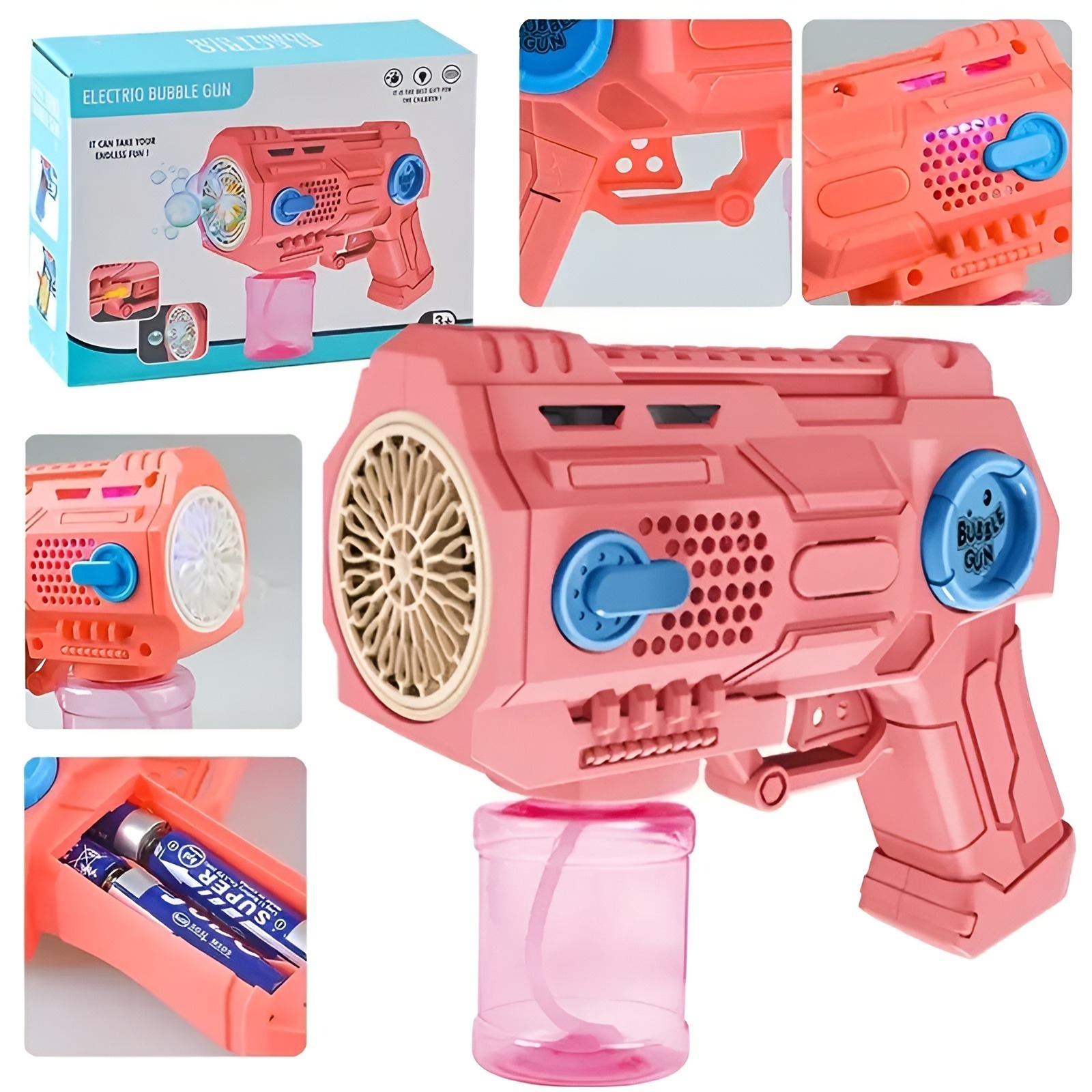 Childrens Handheld Porous Electric Bubble Gun with Lights & Music Automatic Mess-Free Bubble Blower with Bottle Fix System for Indoor/Outdoor Play, Pool Parties, Birthdays & Special Events (Random Color) - Image 4