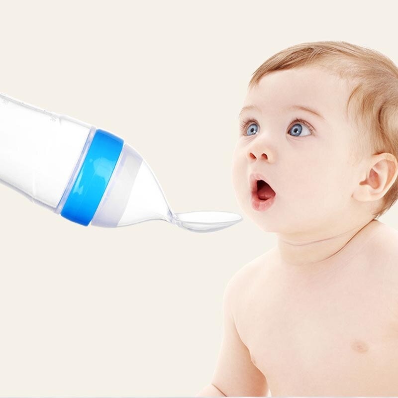 Silicone Baby Spoon Squeezing Feeding Bottle Feeder Soft, Safe & Easy Baby Food Dispenser (Random color) - Image 4