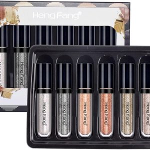 HENG FANG 6 Pcs Liquid Diamond Glitter Eyeshadows Set Waterproof, Long-Lasting, Vibrant Colors with Lightweight Texture for Bold & Sparkling Eye Makeup