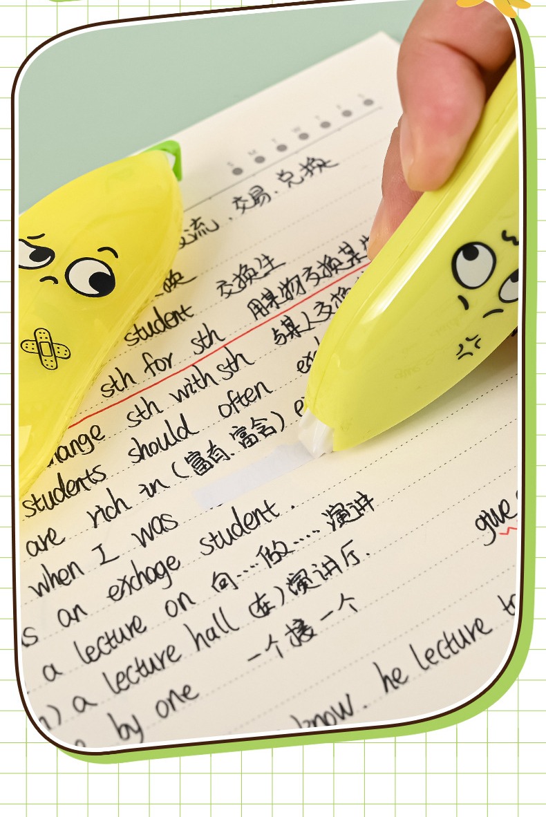 Banana Shaped Correction Tape Fun & Portable Eraser Tool for Paper, Labels, and More 14cm - Image 3