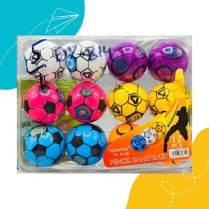 Football Shape Pencil Sharpener Set Pack of 12 | Fun & Durable Stationery for Kids, Students, and Office Use | Compact & Easy to Use Sharpeners (Random Color)