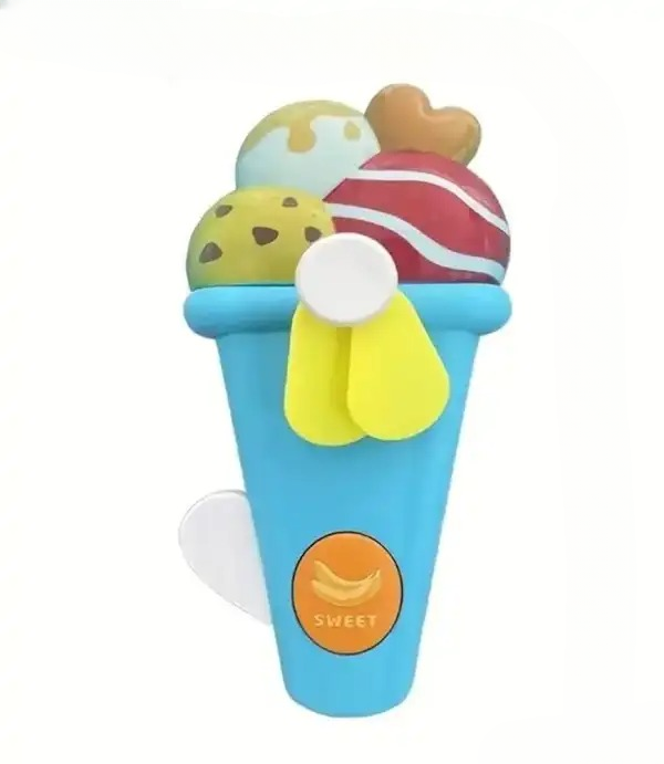 Handheld Ice Cream Cone Toy Fan for Kids Cute Cartoon Design, Safe Soft Blades, Portable Mini Fan for Summer Play & Cooling (Random Color) - Image 4