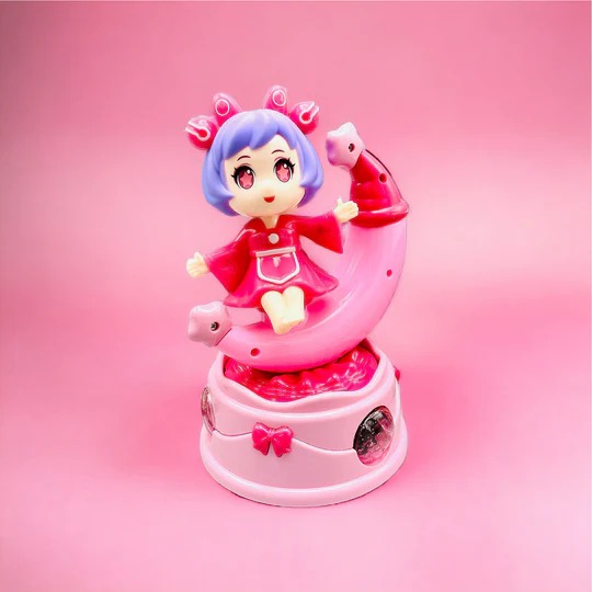 Rotating Moon Doll Toy With LED Lights & Music Adorable Crescent Moon Design, Universal Rotation, Safe for Kids 3+, Pink & Purple Gift for Fun and Sensory Play (Random Color) - Image 4