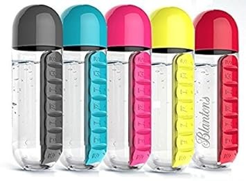 2-in-1 Medicine Organizer with Water Bottle – 7 Days Pill Box, 600ml BPA-Free Drinking Bottle, Removable Cup, Compact Travel Pill Planner for Kids, Adults & Elderly - Image 2