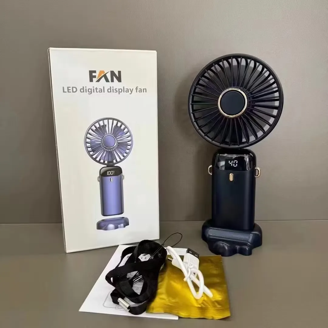 LED Digital Display Rechargeable Fan with USB Cable Portable Mini Cooling Fan with Adjustable Speed, Battery Indicator & Easy Charging (random color) - Image 3