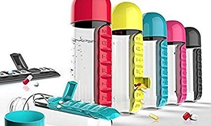 2-in-1 Medicine Organizer with Water Bottle – 7 Days Pill Box, 600ml BPA-Free Drinking Bottle, Removable Cup, Compact Travel Pill Planner for Kids, Adults & Elderly - Image 3
