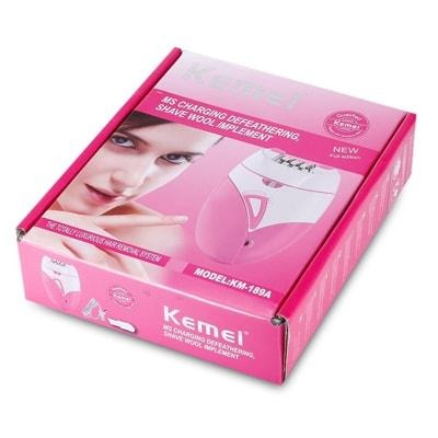 Kemei KM-189A Rechargeable Epilator Womens Hair Removal Device with USB Charging, Gentle Shaver & Defeathering Tool for Smooth Skin