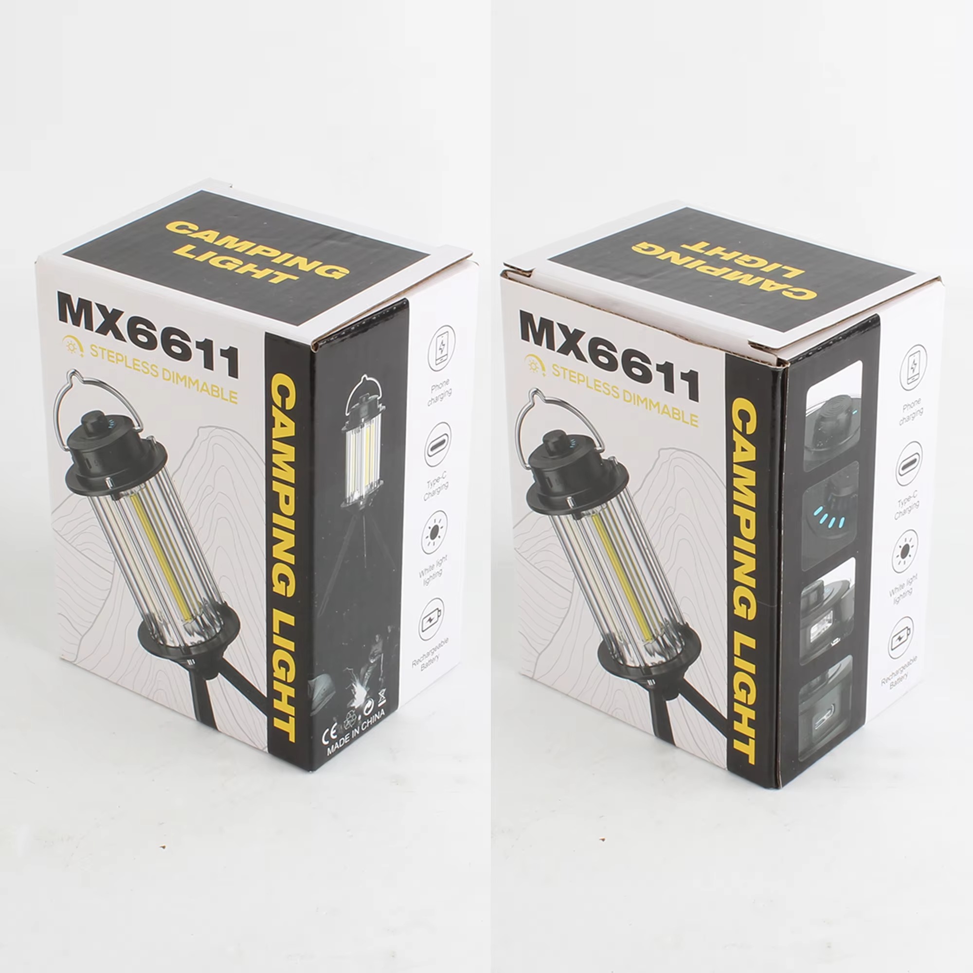 MX6611 Stepless Dimmable LED Camping Light Portable Rechargeable Outdoor Lantern with Tripod Stand