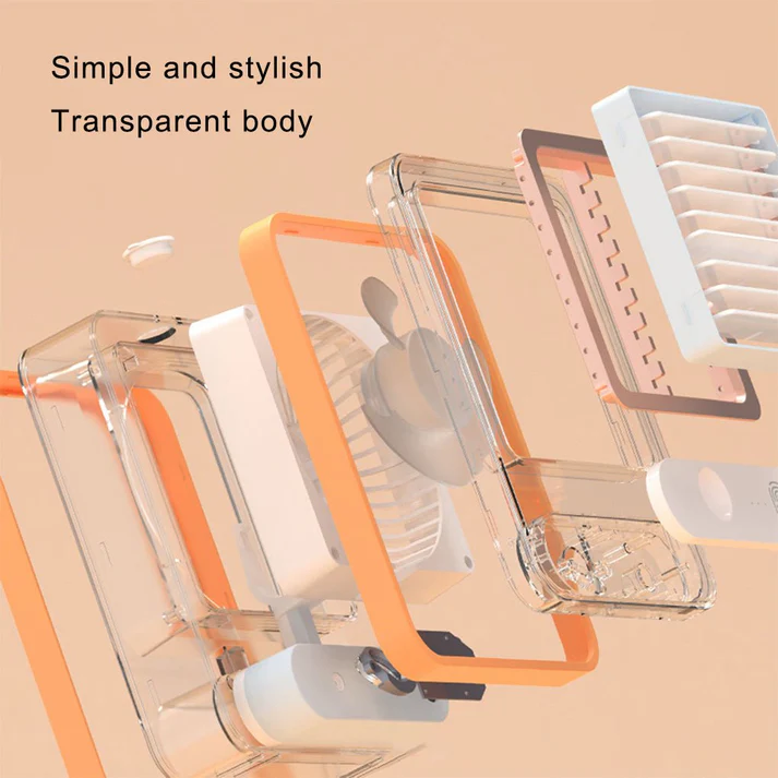Portable Desktop Air Conditioner USB Mini Air Cooler Fan Water Cooling Fan with 3 Speed Spray Humidifier Purifier for Car Home Rechargeable - Image 2