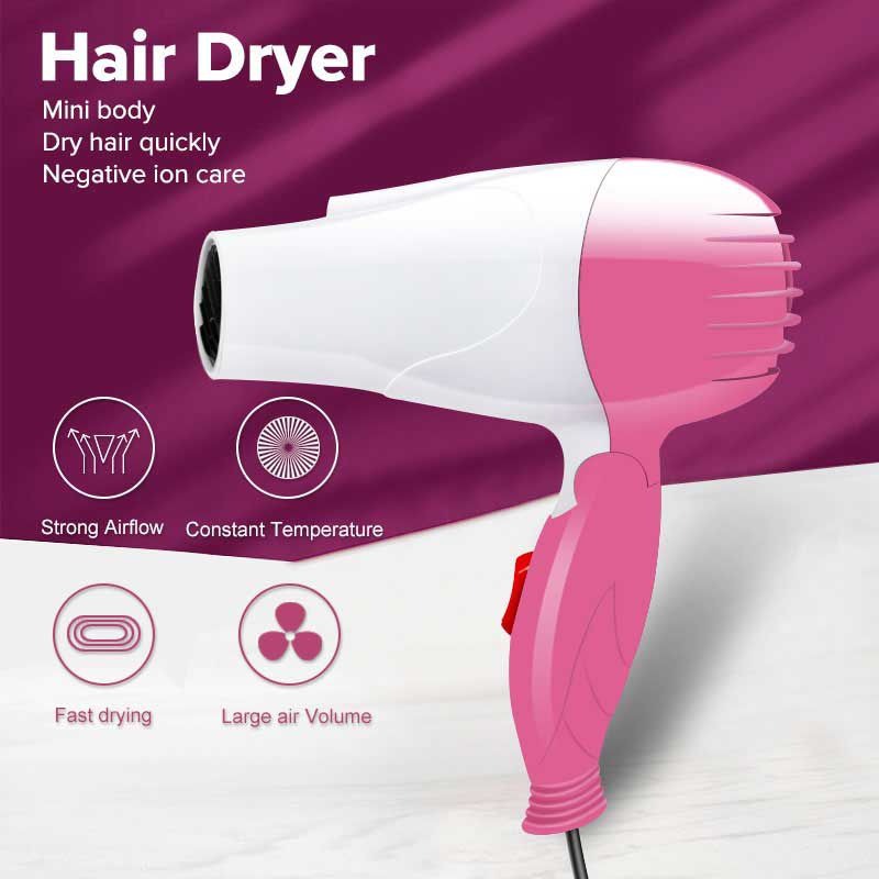 Nova NV-1290 1000W Portable Foldable Mini Hair Dryer Compact Travel Styling Tool