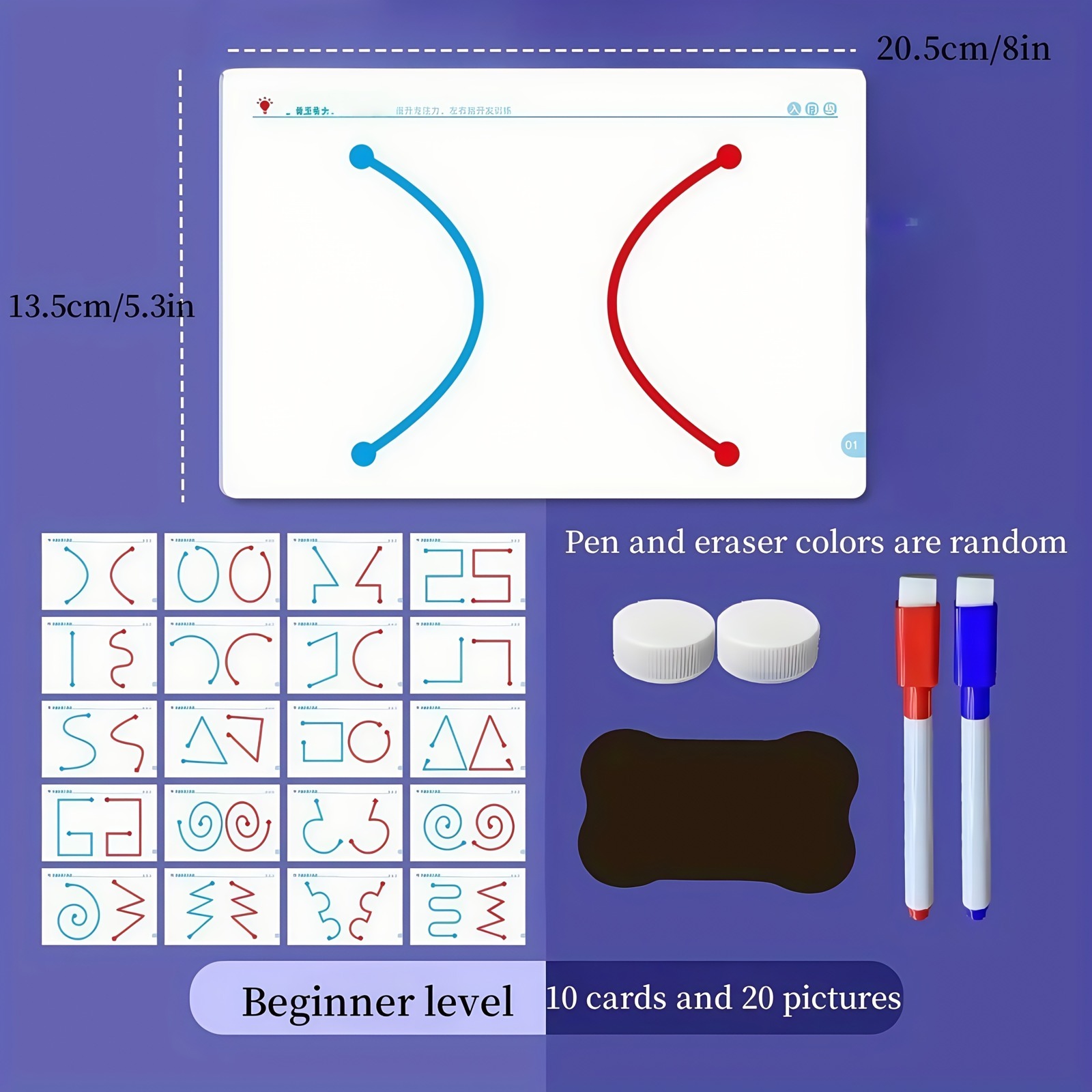 2-in-1 Brain Development Training Kit Reusable Finger Maze & Pen Control Workbook for Kids & Adults (20 Training Pictures)